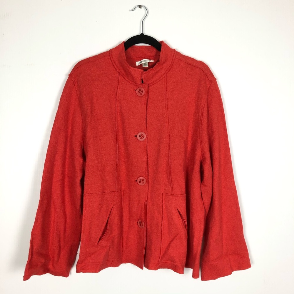 Coldwater Creek Coral Wool Blend Sweater Jacket